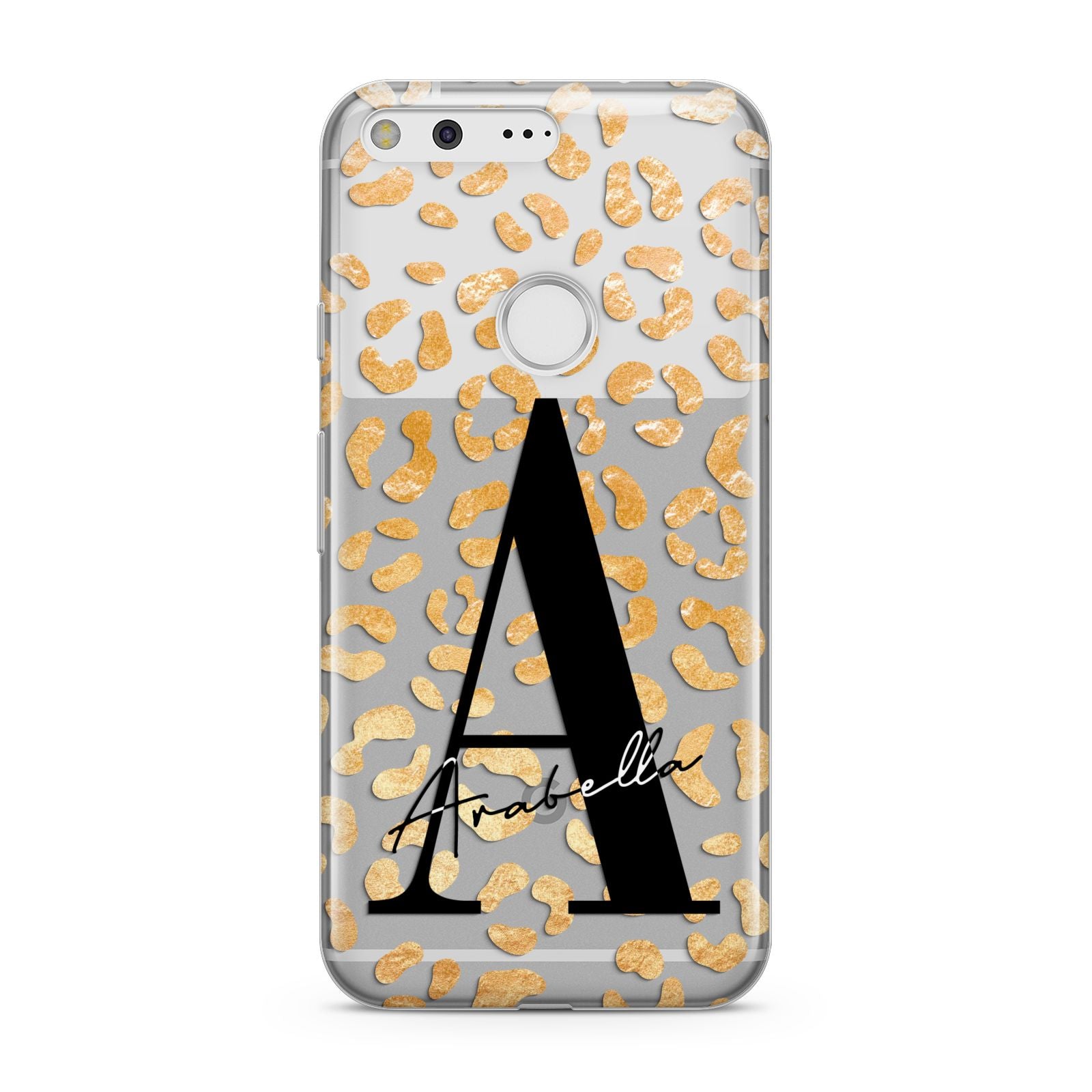 Personalised Leopard Print Gold Google Pixel Case