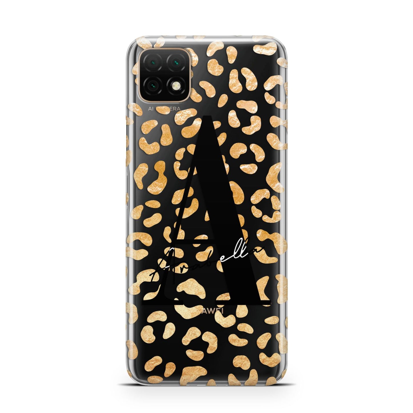 Personalised Leopard Print Gold Huawei Enjoy 20 Phone Case