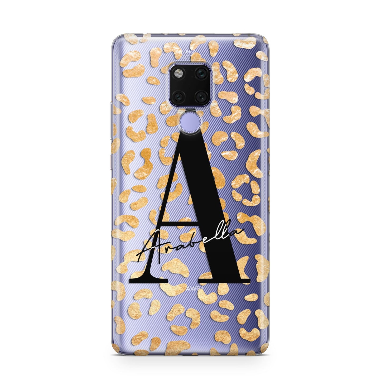 Personalised Leopard Print Gold Huawei Mate 20X Phone Case