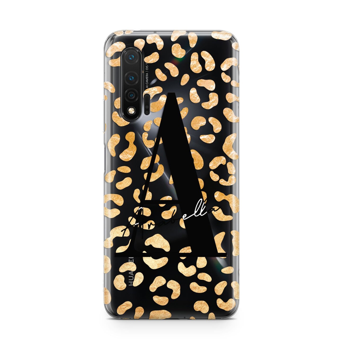 Personalised Leopard Print Gold Huawei Nova 6 Phone Case