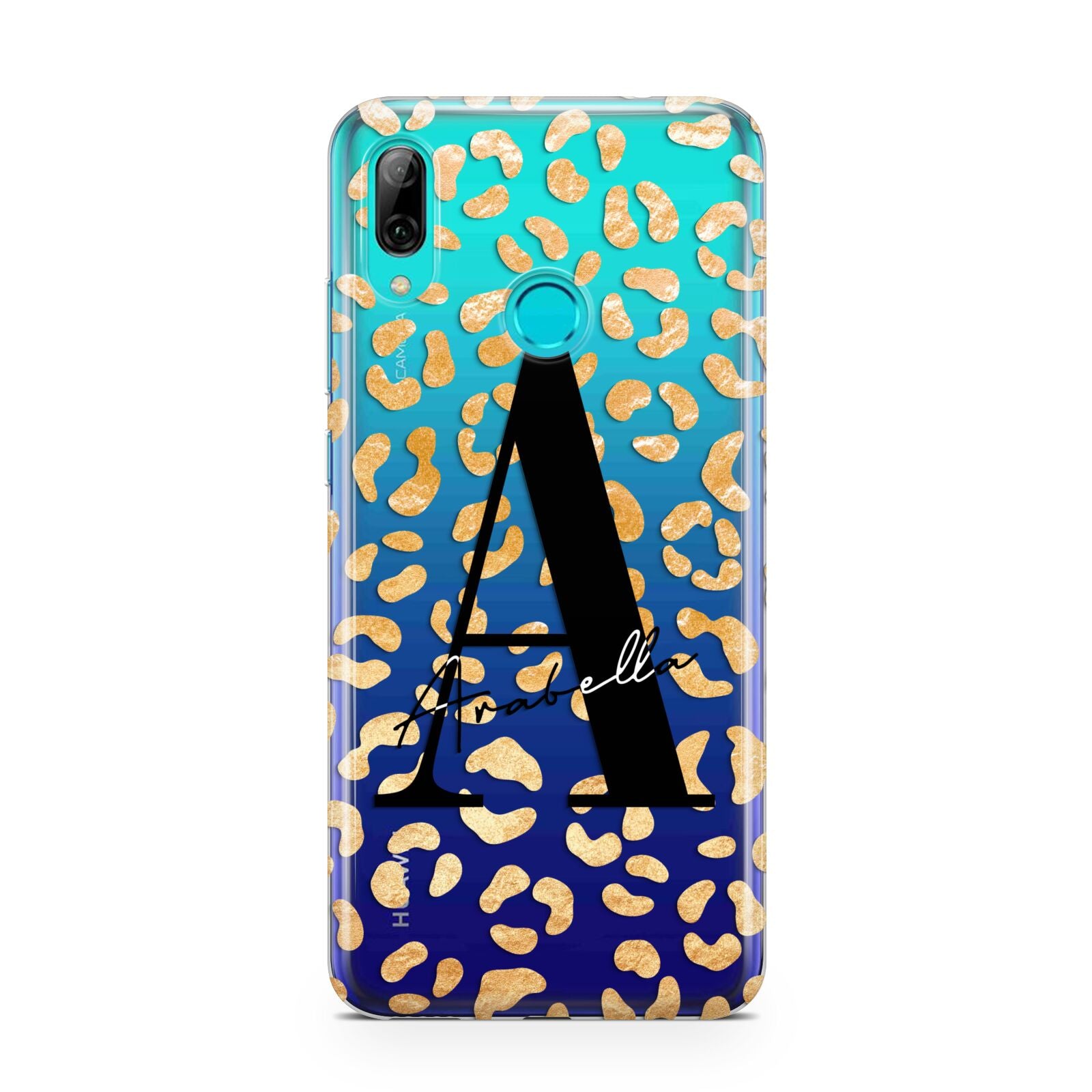 Personalised Leopard Print Gold Huawei P Smart 2019 Case