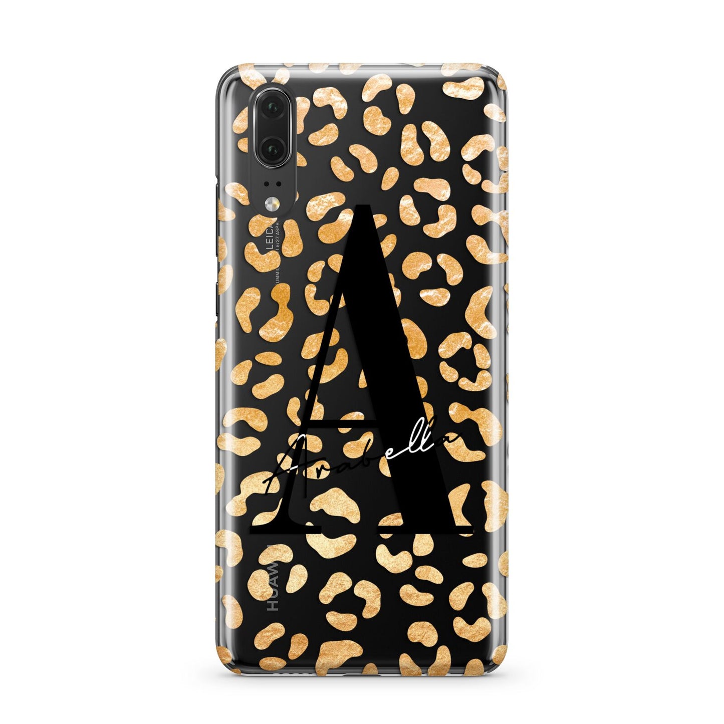 Personalised Leopard Print Gold Huawei P20 Phone Case