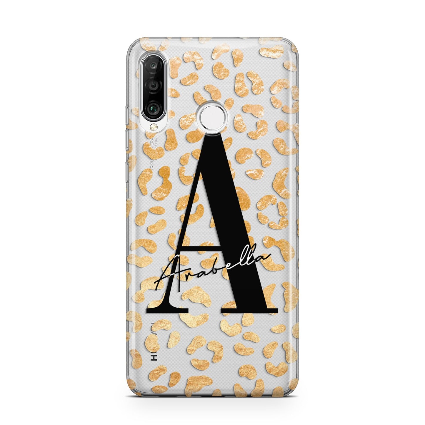 Personalised Leopard Print Gold Huawei P30 Lite Phone Case