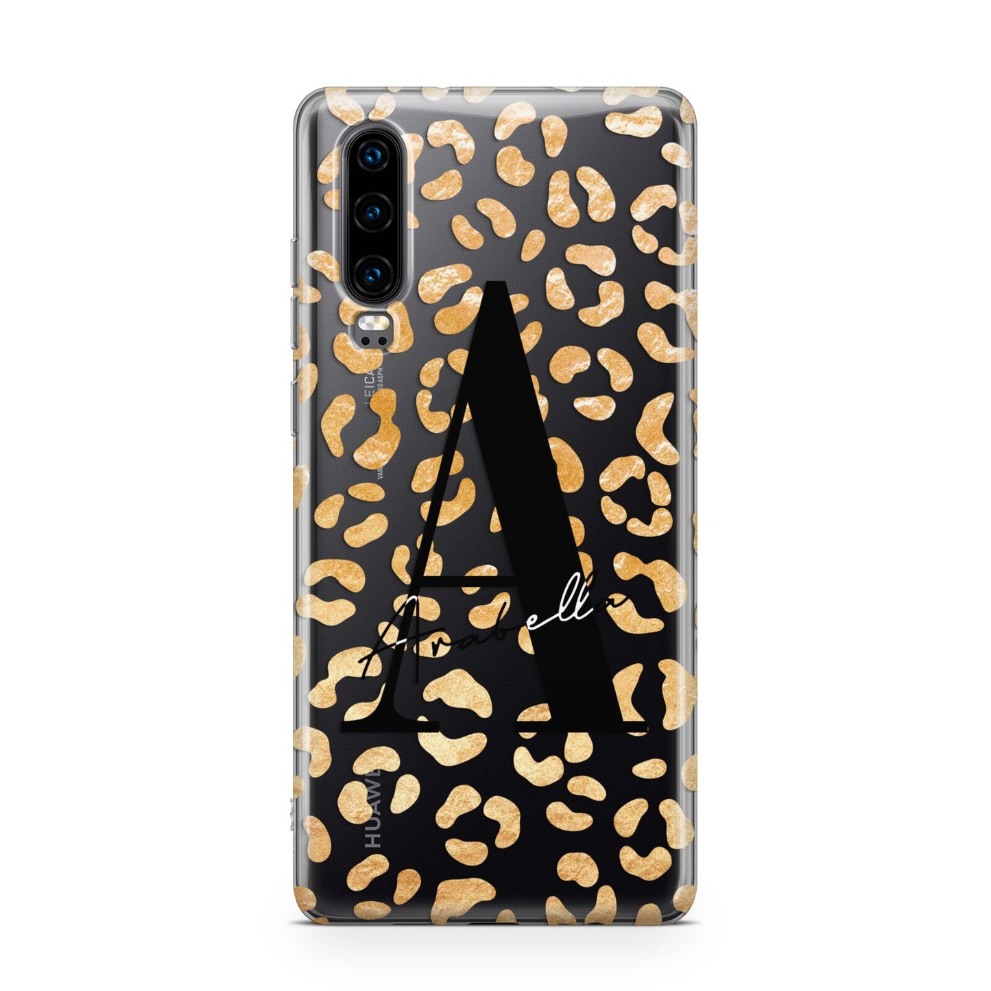 Personalised Leopard Print Gold Huawei P30 Phone Case