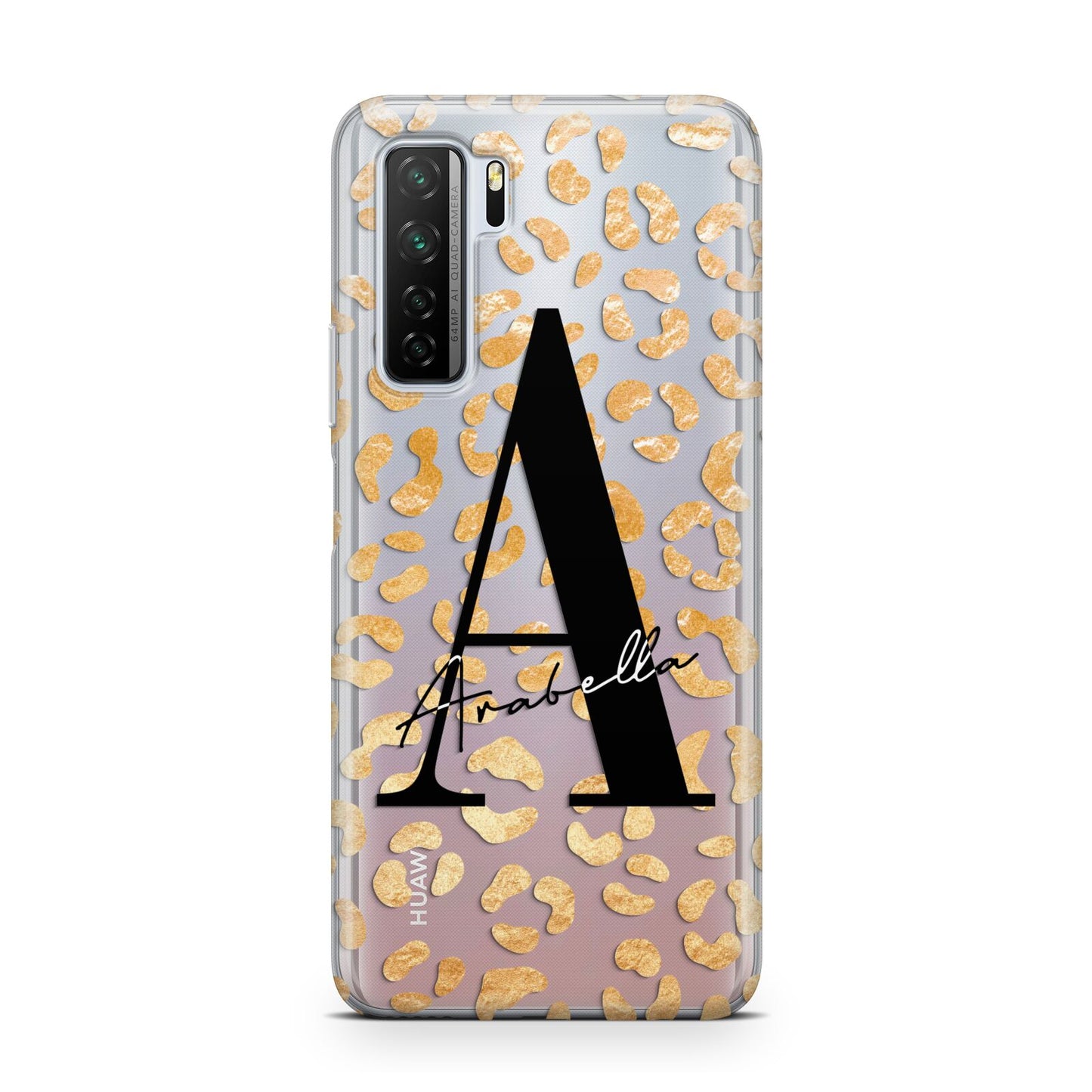 Personalised Leopard Print Gold Huawei P40 Lite 5G Phone Case