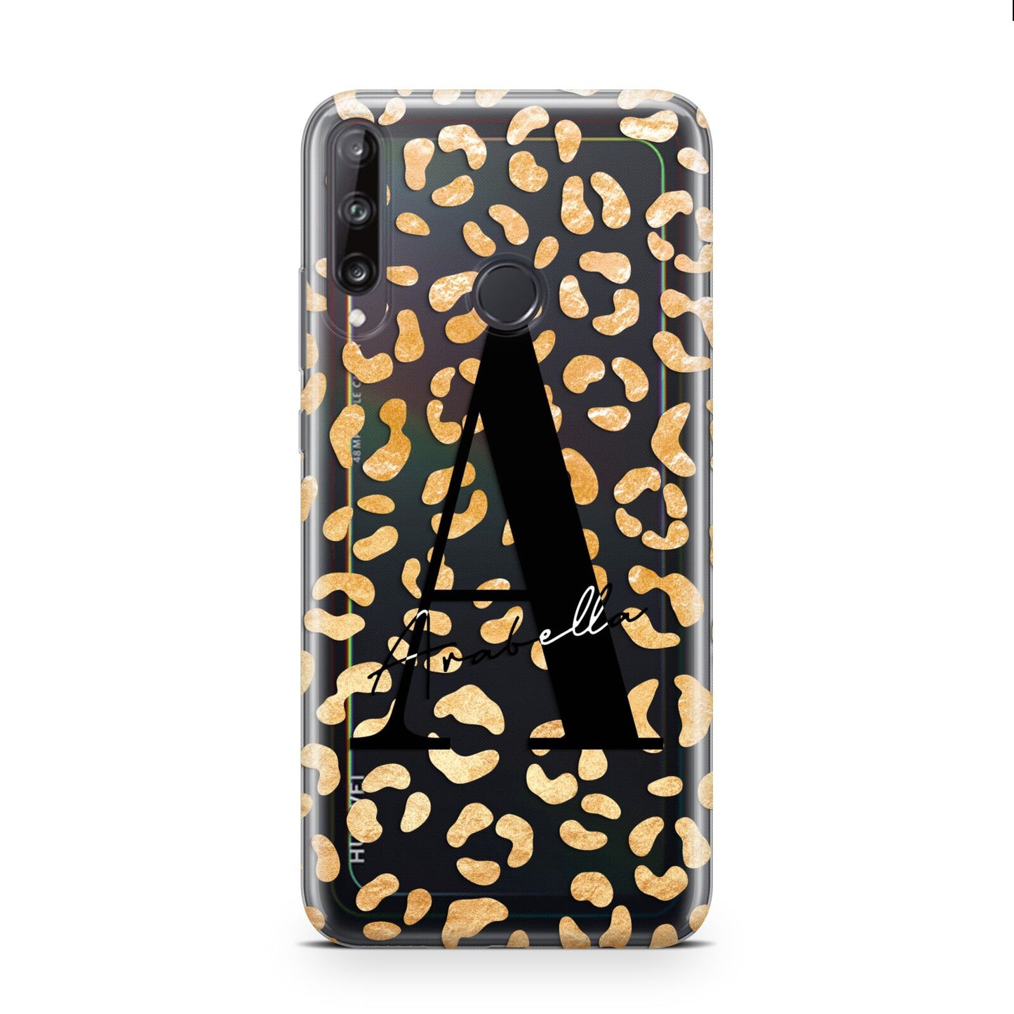 Personalised Leopard Print Gold Huawei P40 Lite E Phone Case