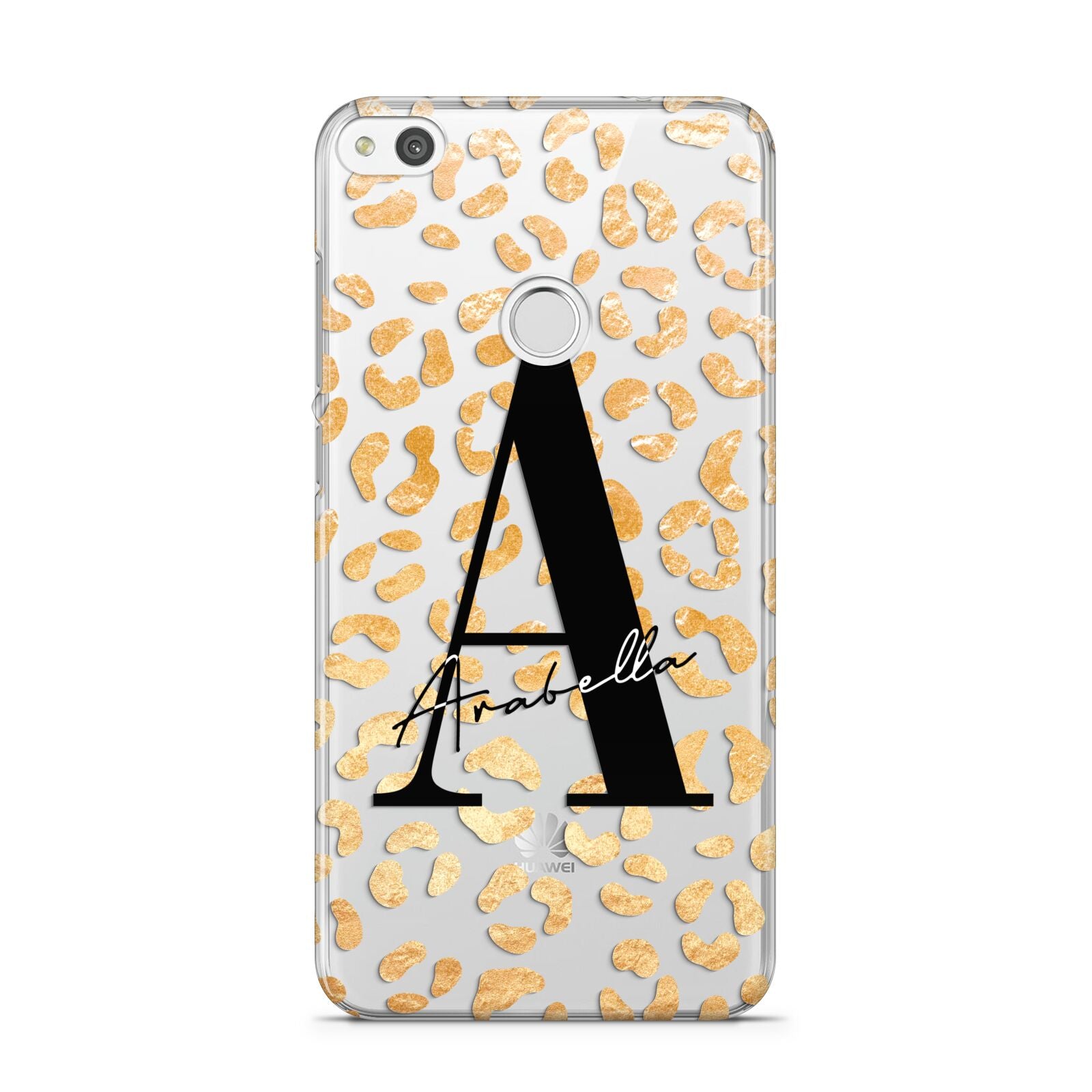 Personalised Leopard Print Gold Huawei P8 Lite Case