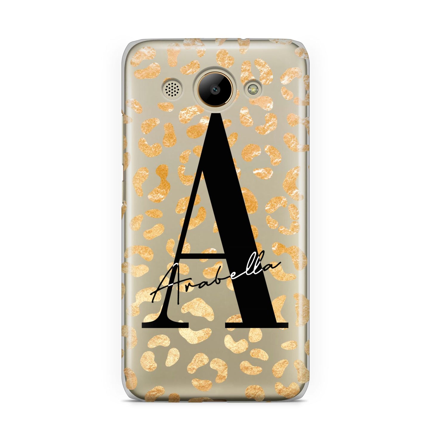 Personalised Leopard Print Gold Huawei Y3 2017