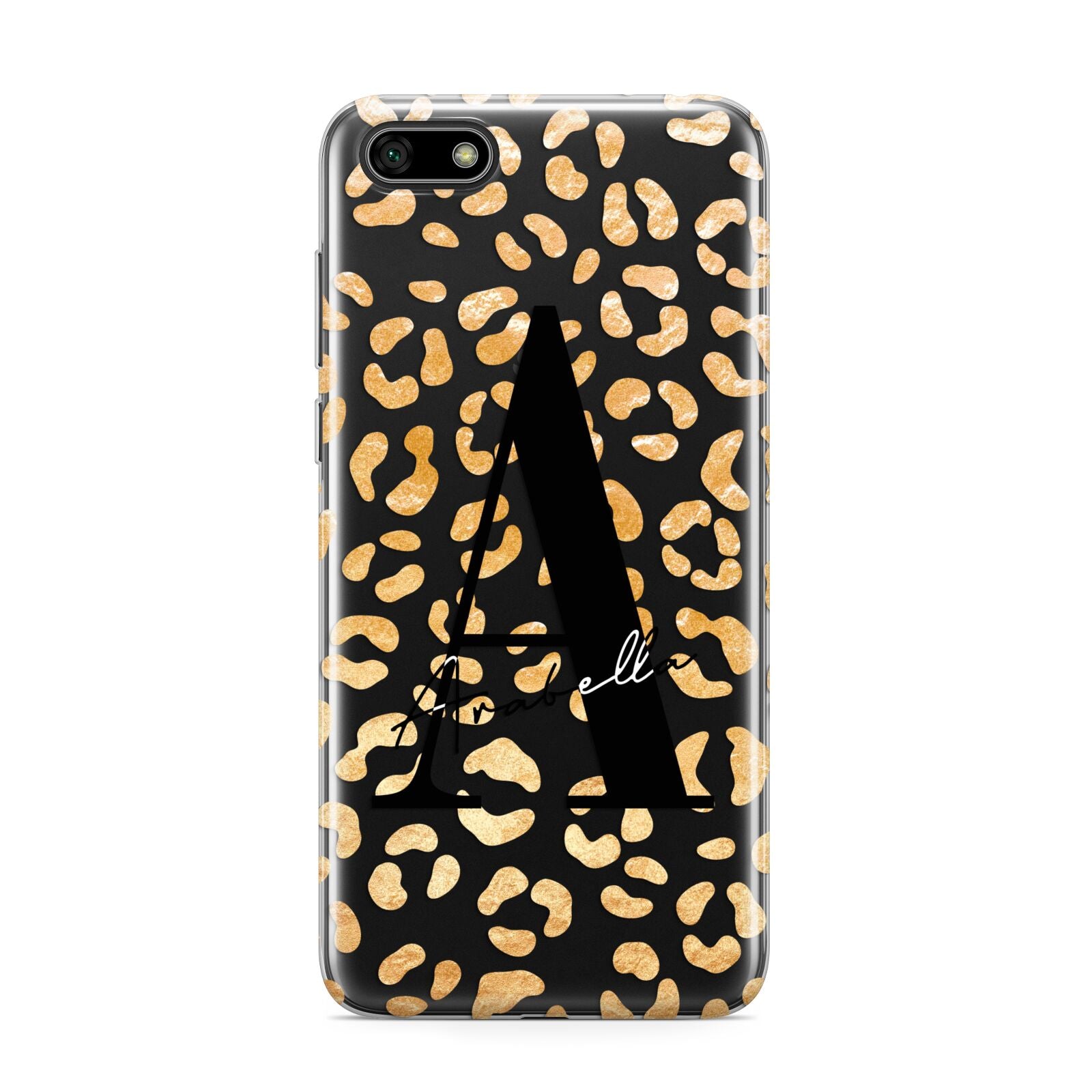 Personalised Leopard Print Gold Huawei Y5 Prime 2018 Phone Case