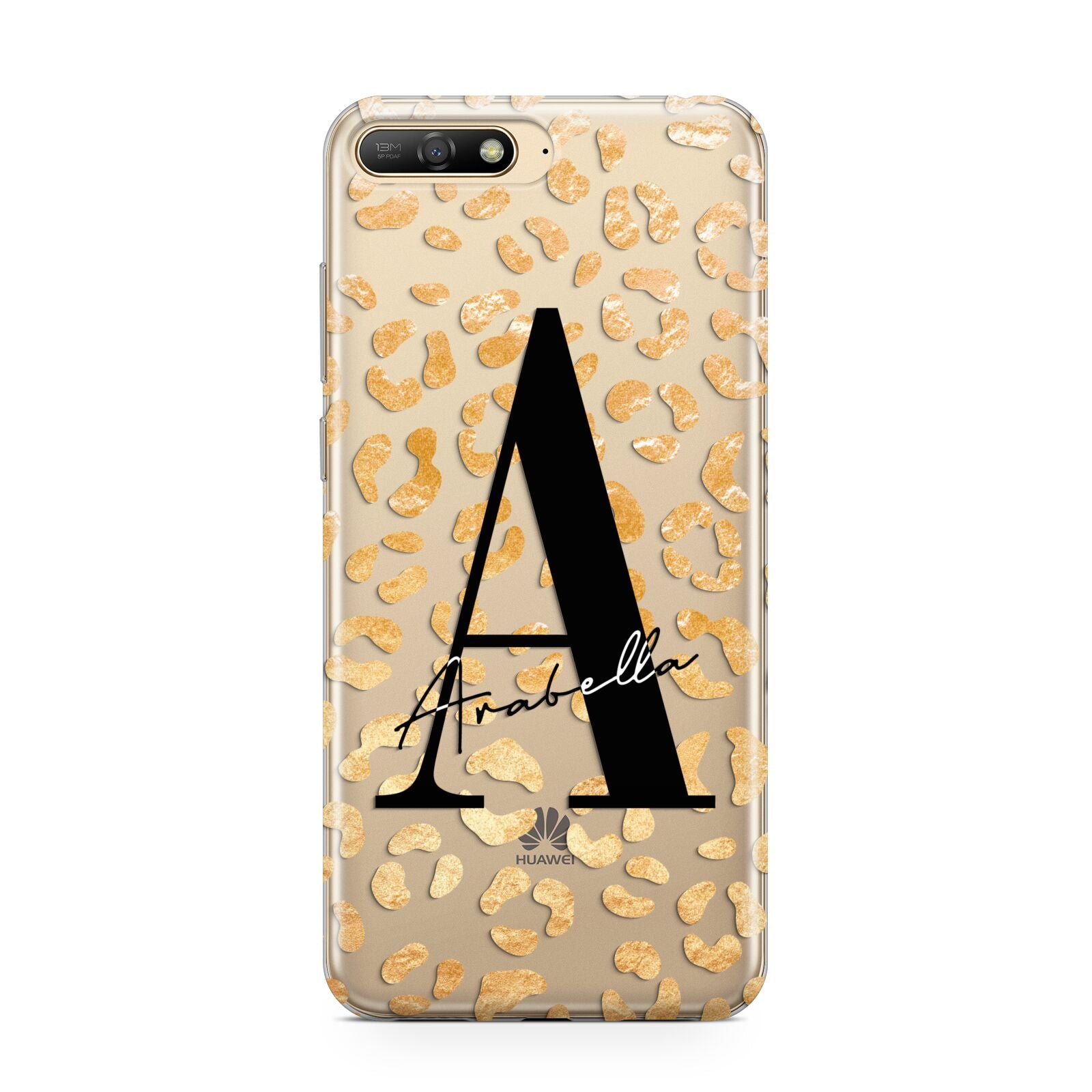 Personalised Leopard Print Gold Huawei Y6 2018