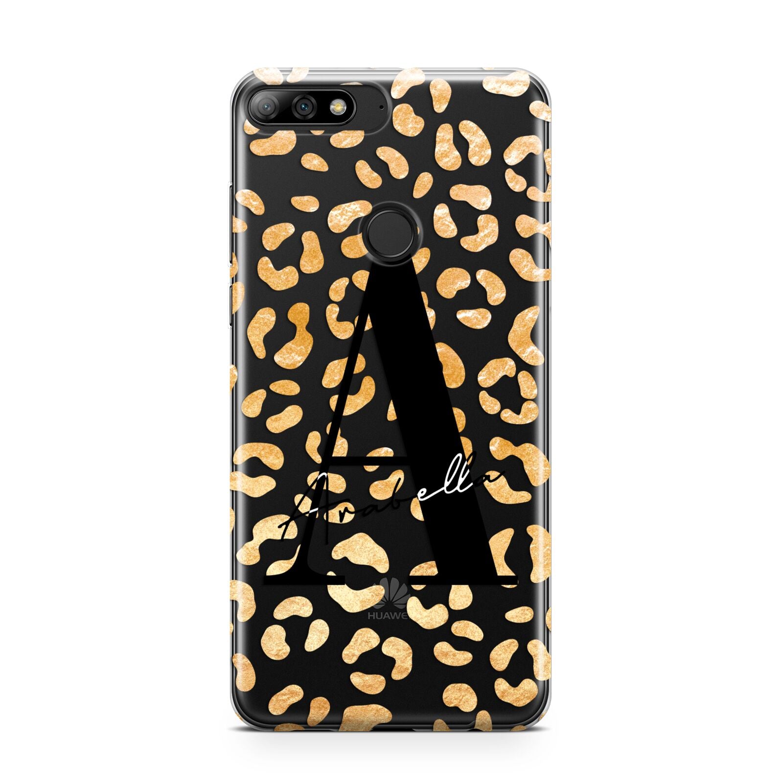 Personalised Leopard Print Gold Huawei Y7 2018