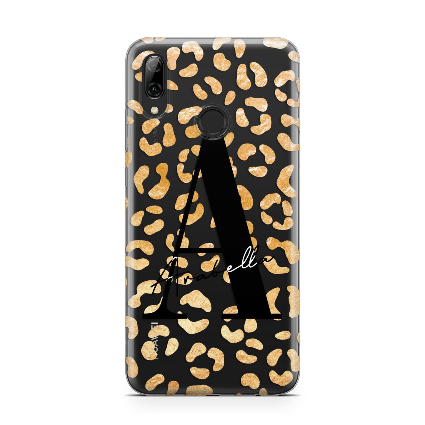 Personalised Leopard Print Gold Huawei Y7 2019