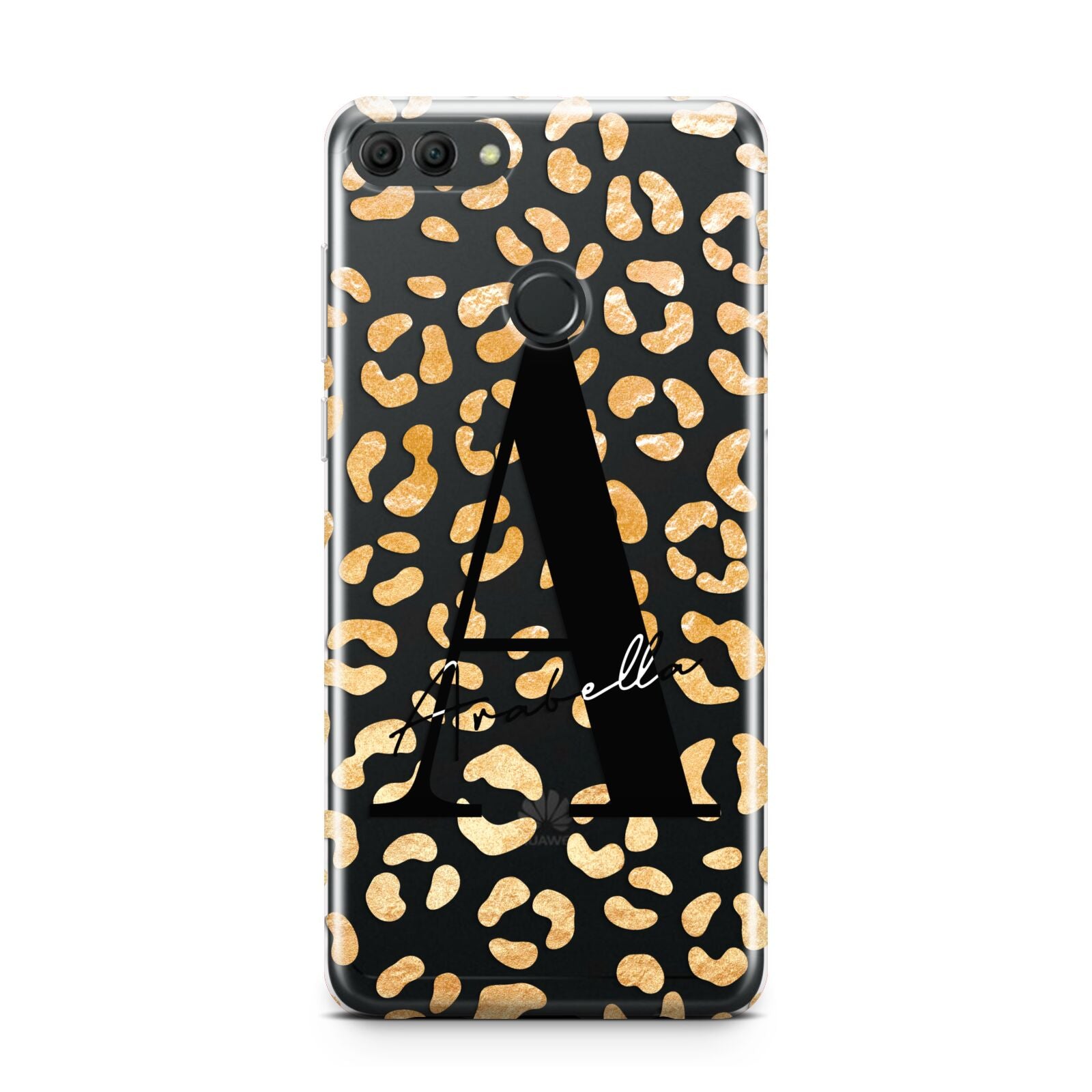 Personalised Leopard Print Gold Huawei Y9 2018