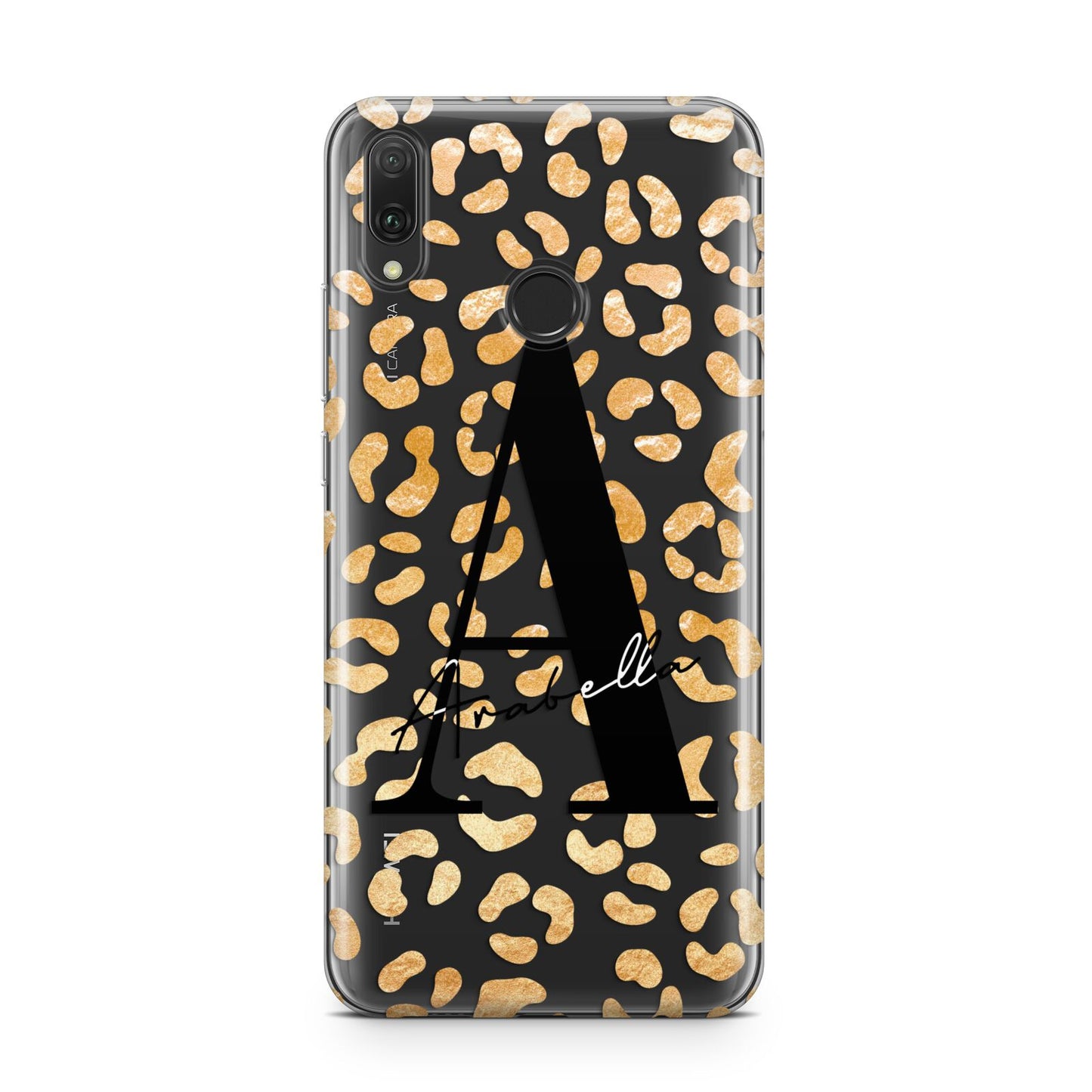 Personalised Leopard Print Gold Huawei Y9 2019