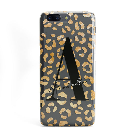 Personalised Leopard Print Gold OnePlus Case