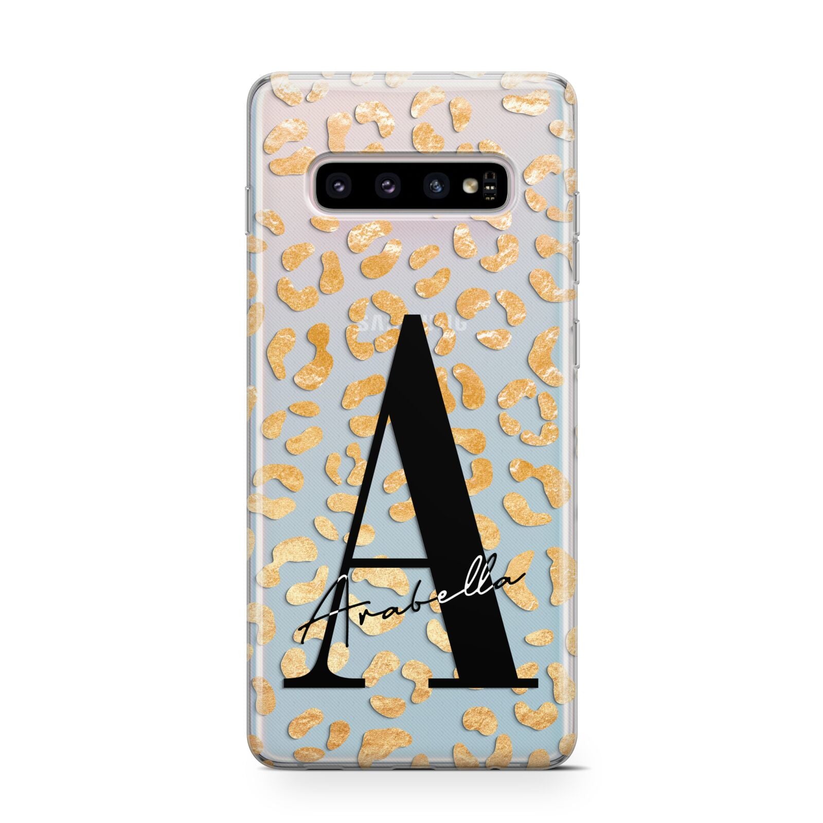 Personalised Leopard Print Gold Protective Samsung Galaxy Case