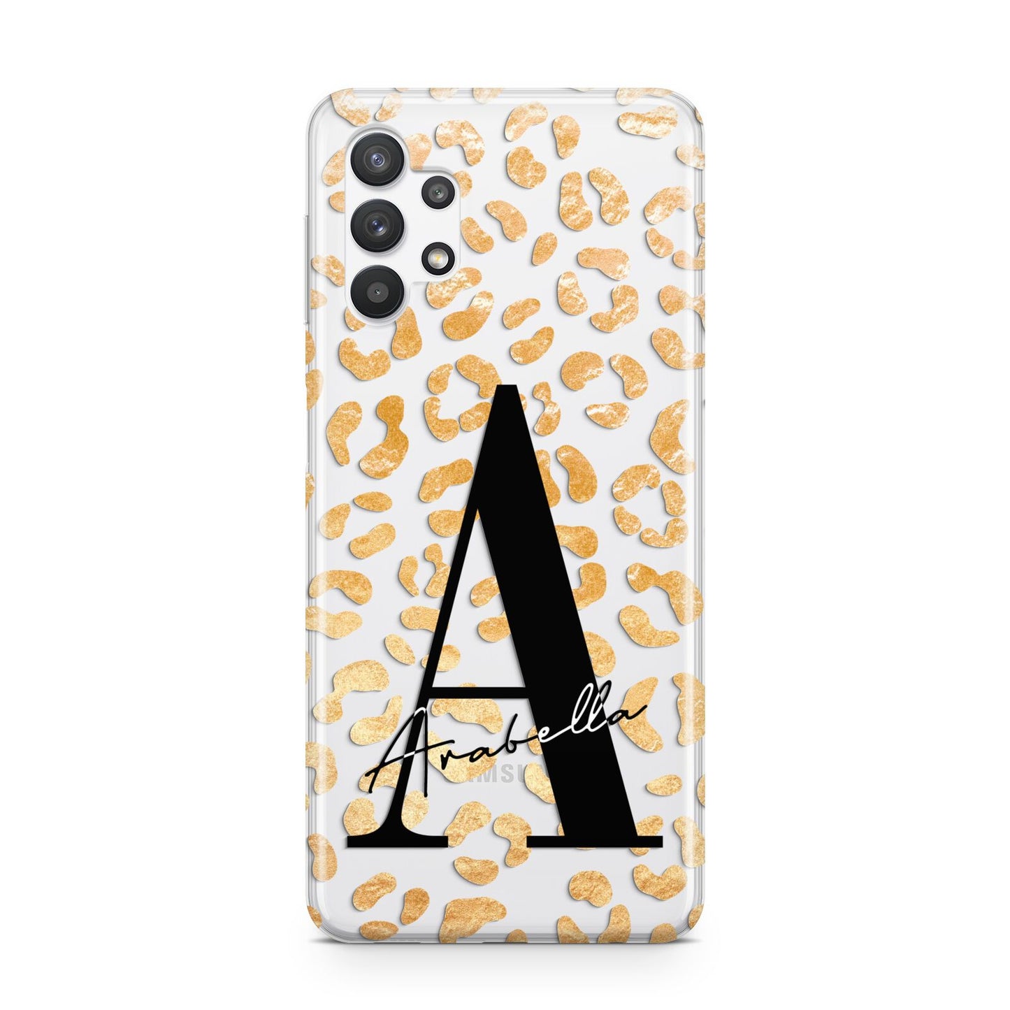 Personalised Leopard Print Gold Samsung A32 5G Case