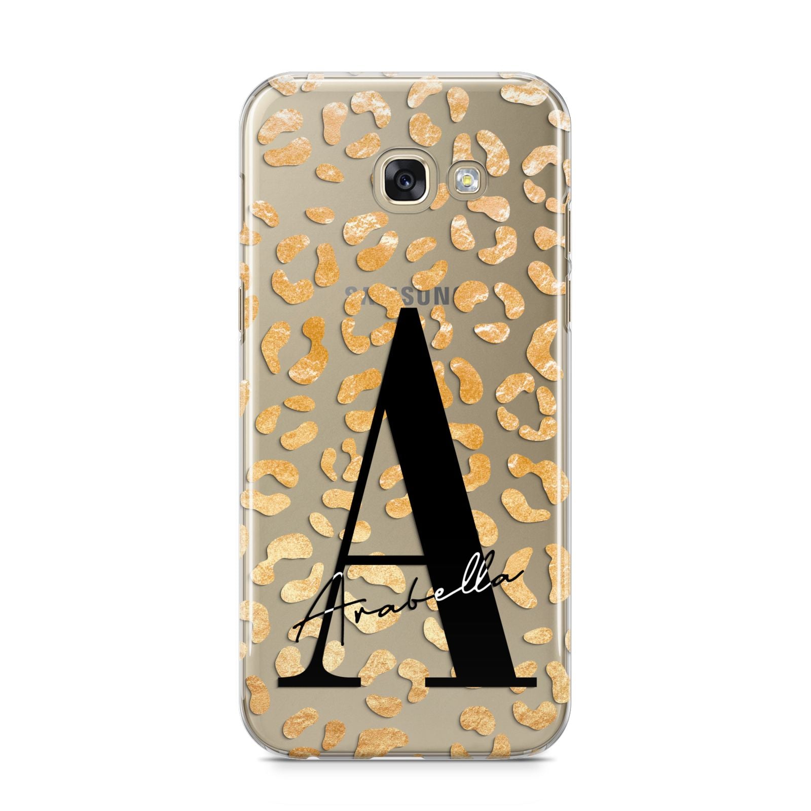 Personalised Leopard Print Gold Samsung Galaxy A5 2017 Case on gold phone