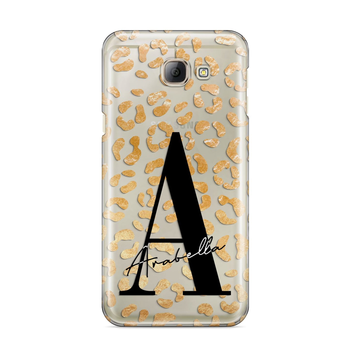 Personalised Leopard Print Gold Samsung Galaxy A8 2016 Case