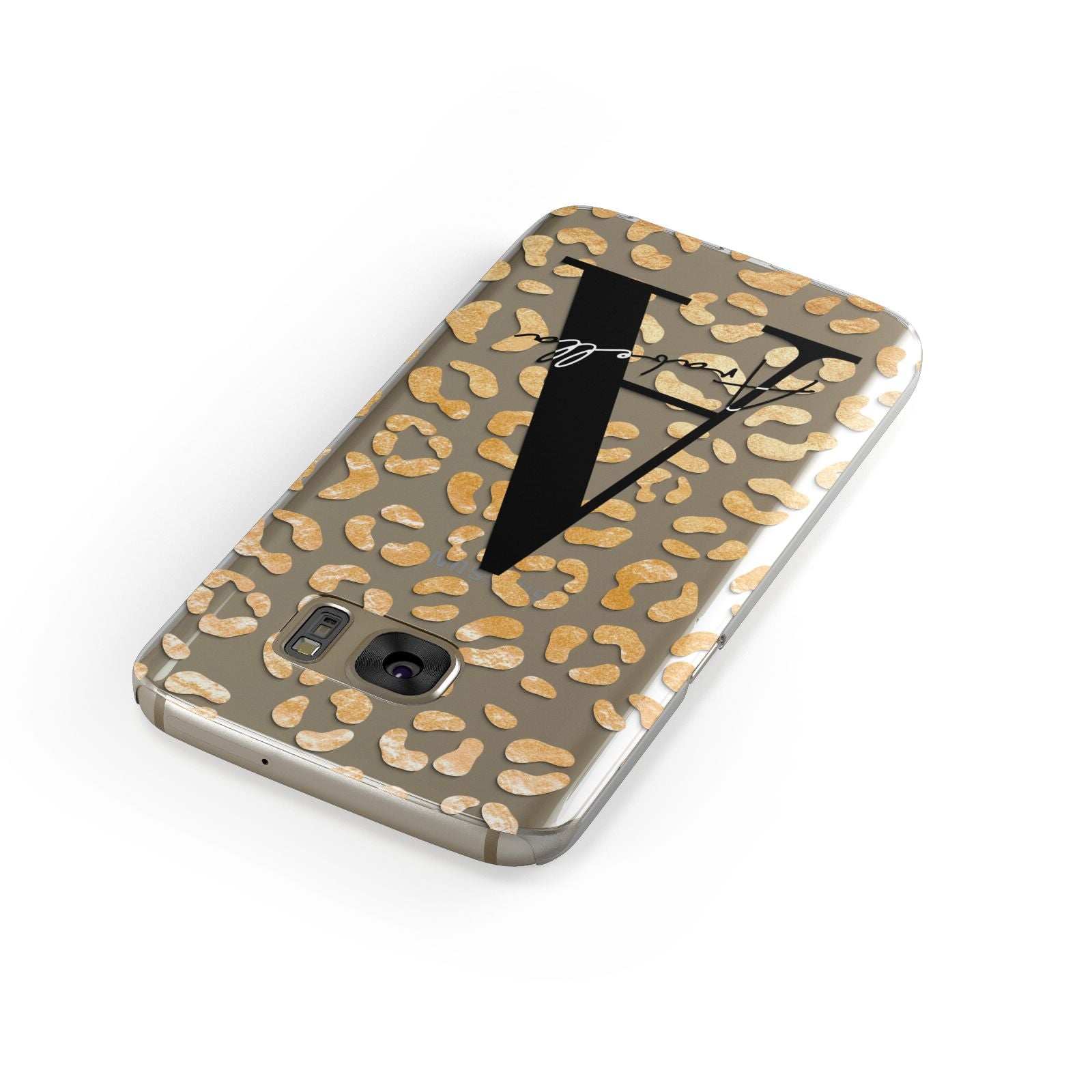 Personalised Leopard Print Gold Samsung Galaxy Case Front Close Up