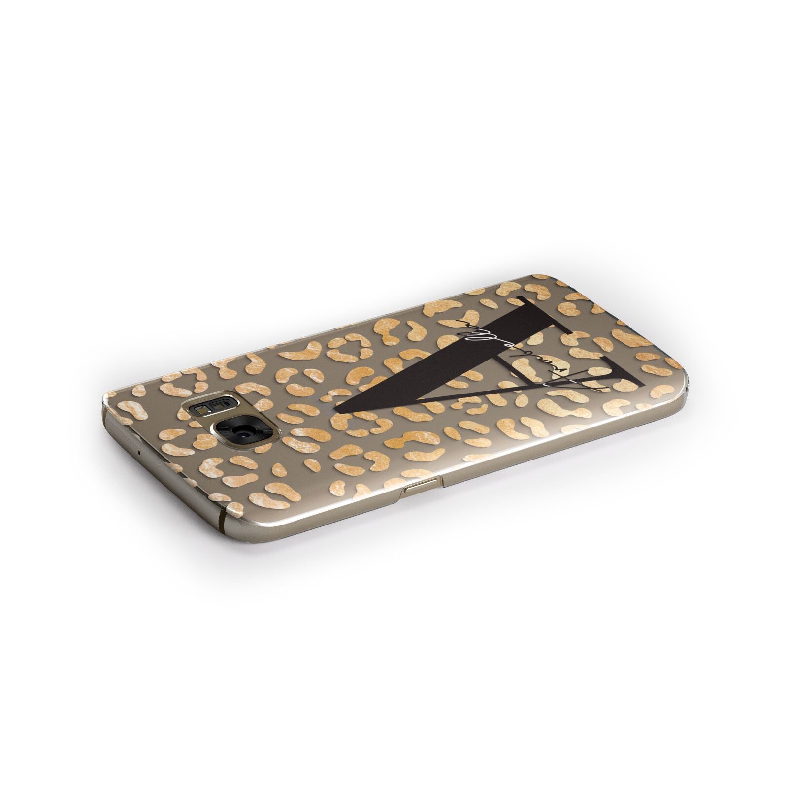 Personalised Leopard Print Gold Samsung Galaxy Case Side Close Up