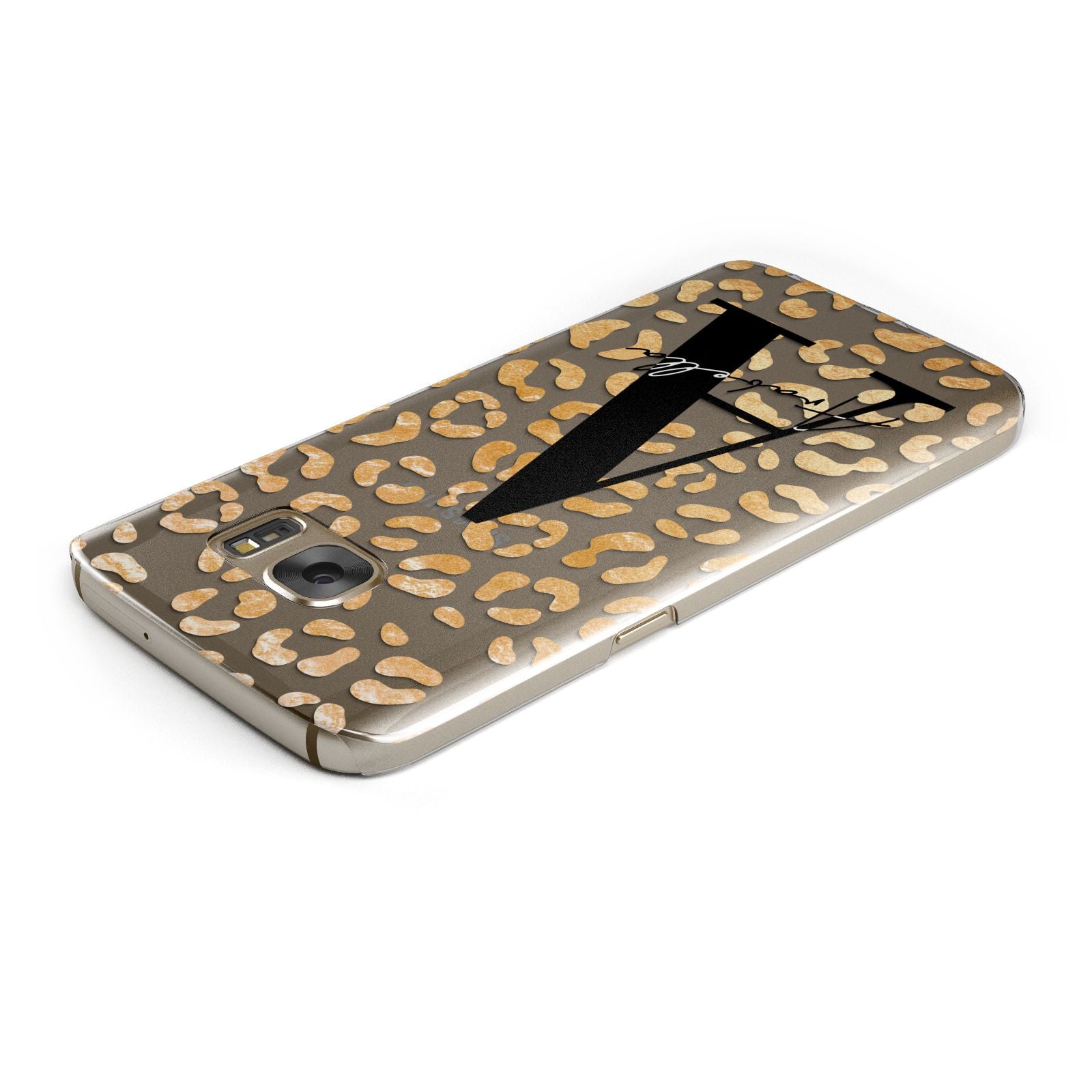 Personalised Leopard Print Gold Samsung Galaxy Case Top Cutout