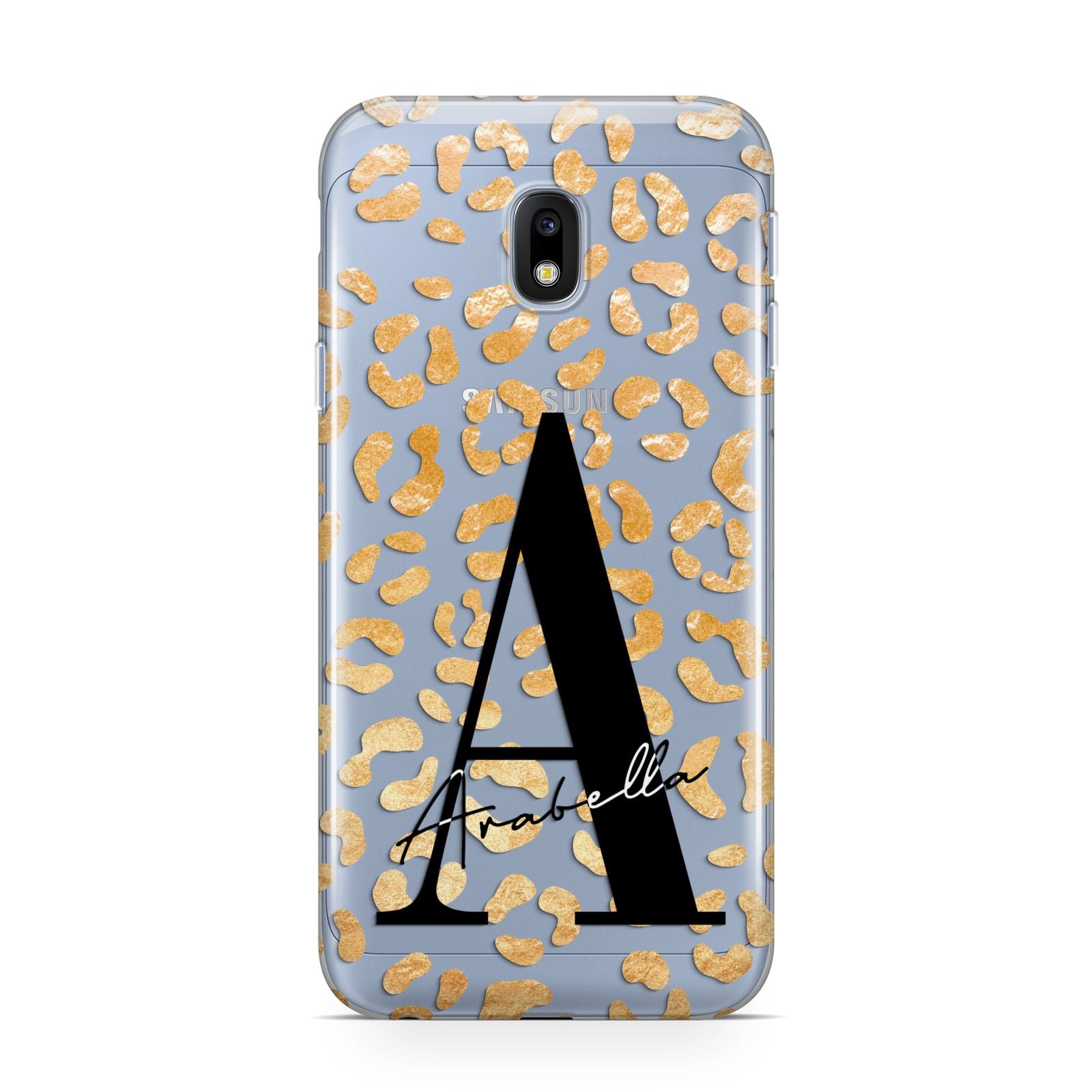 Personalised Leopard Print Gold Samsung Galaxy J3 2017 Case