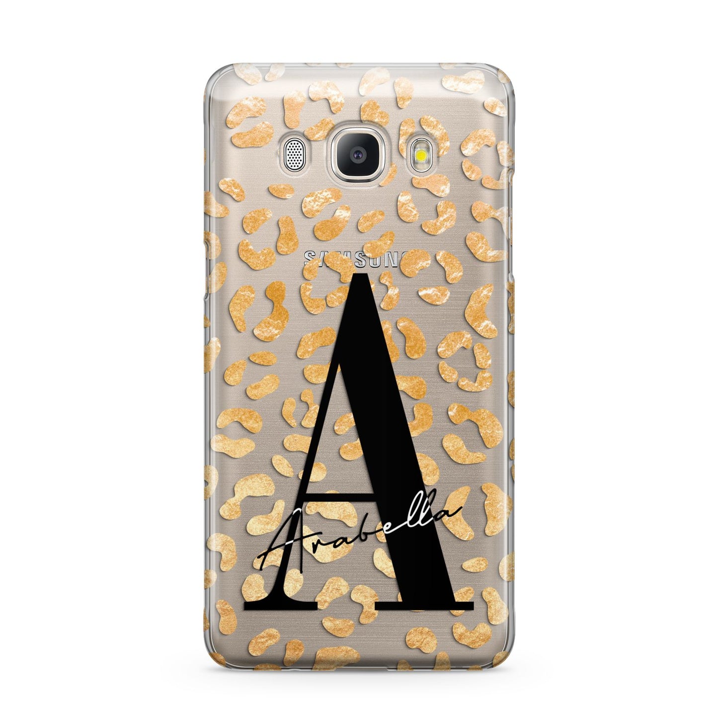 Personalised Leopard Print Gold Samsung Galaxy J5 2016 Case