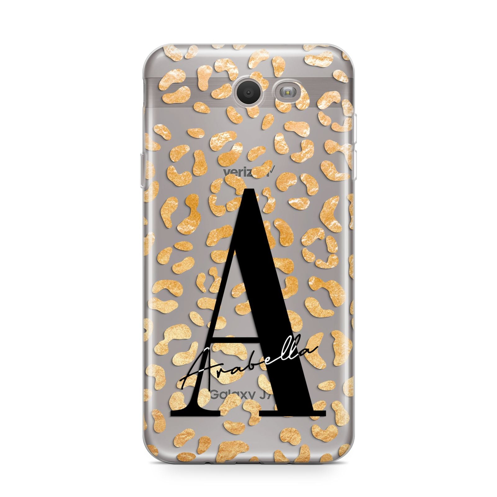 Personalised Leopard Print Gold Samsung Galaxy J7 2017 Case