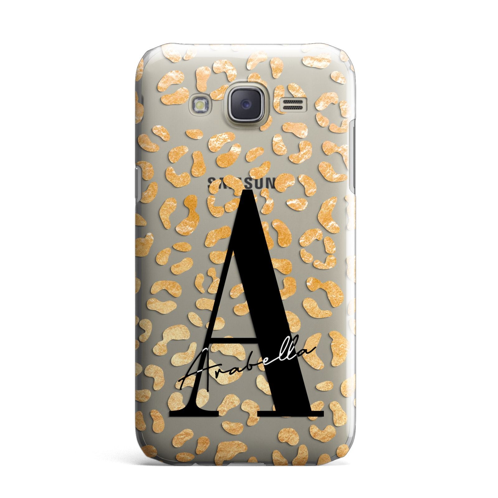 Personalised Leopard Print Gold Samsung Galaxy J7 Case