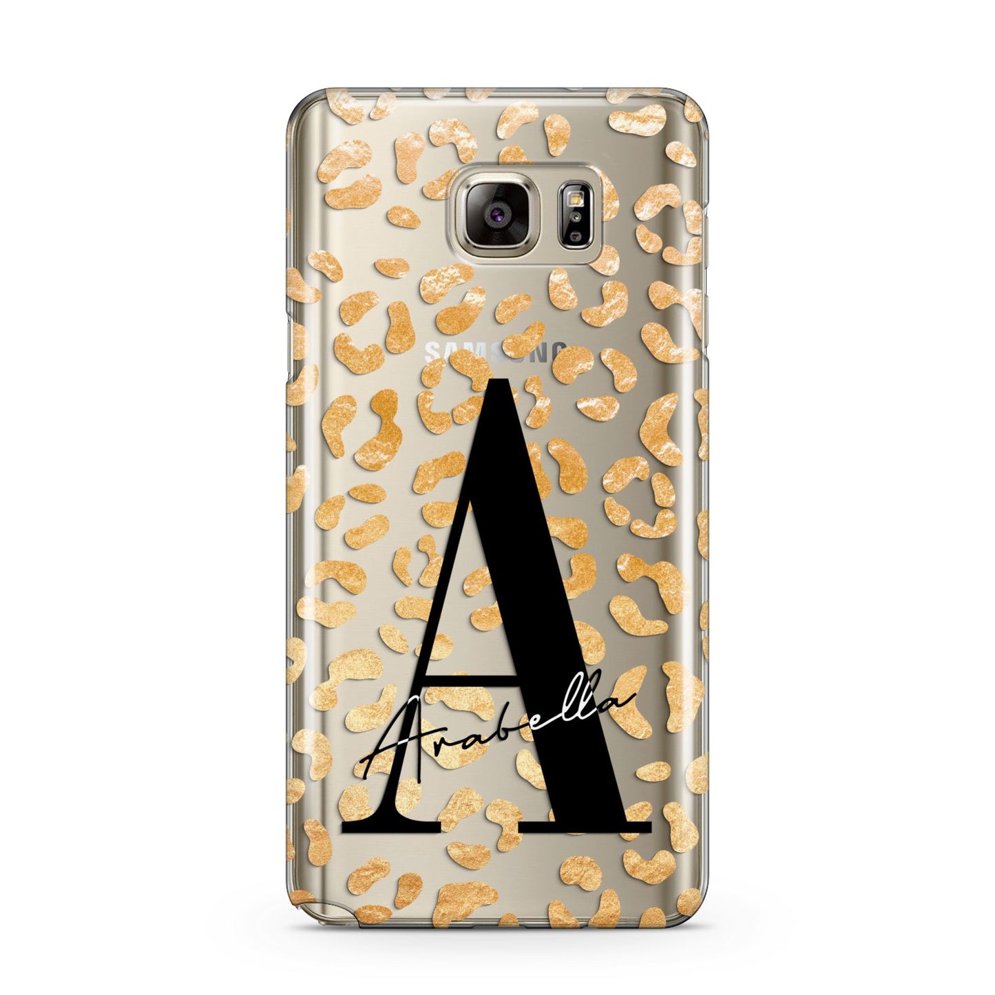 Personalised Leopard Print Gold Samsung Galaxy Note 5 Case