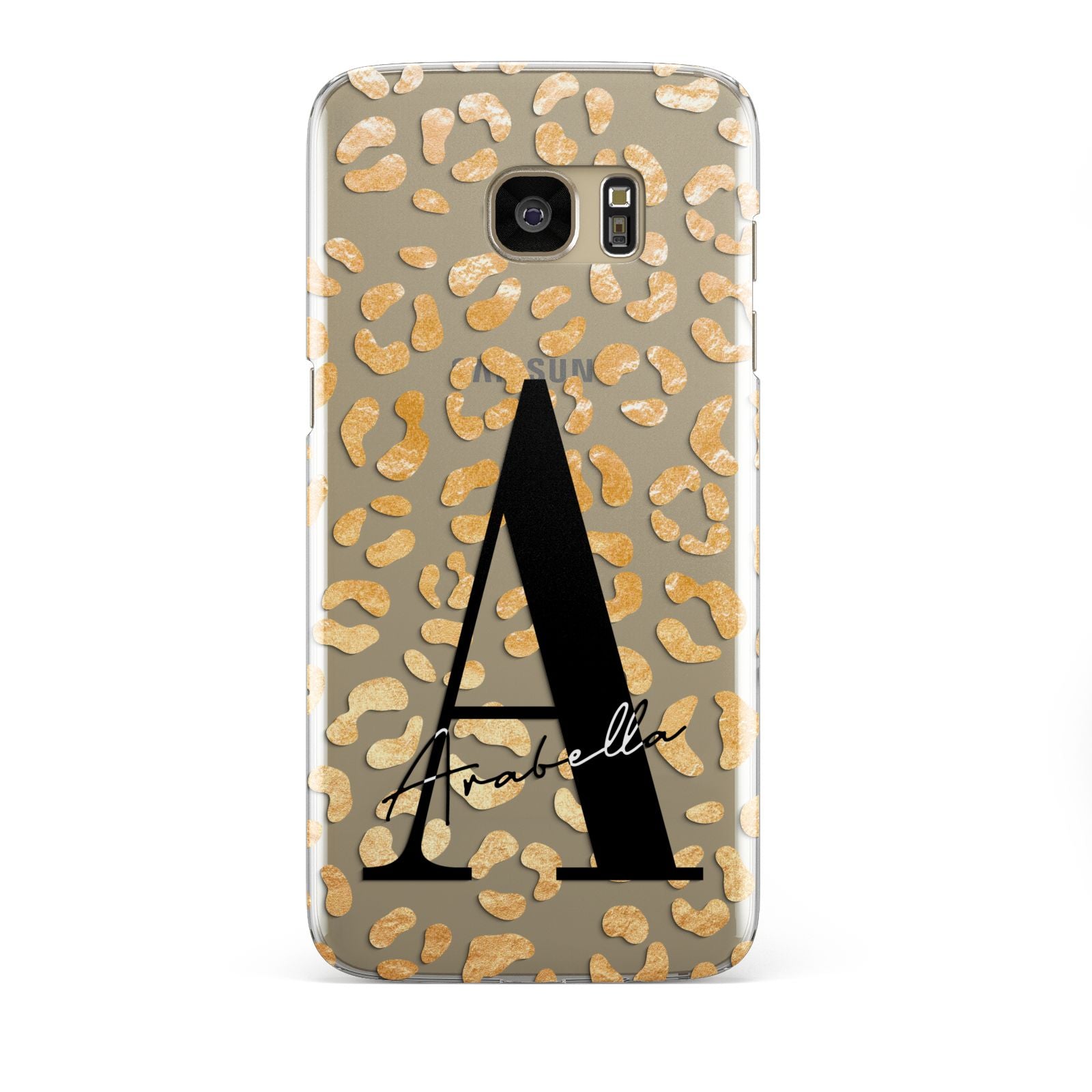 Personalised Leopard Print Gold Samsung Galaxy S7 Edge Case