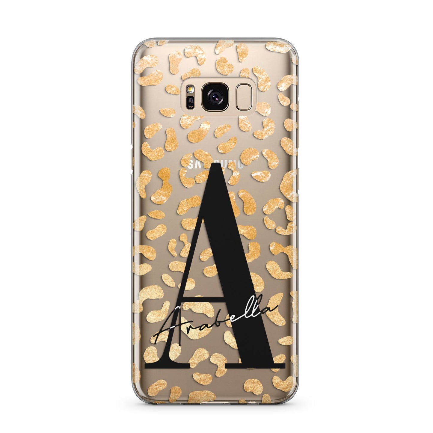 Personalised Leopard Print Gold Samsung Galaxy S8 Plus Case