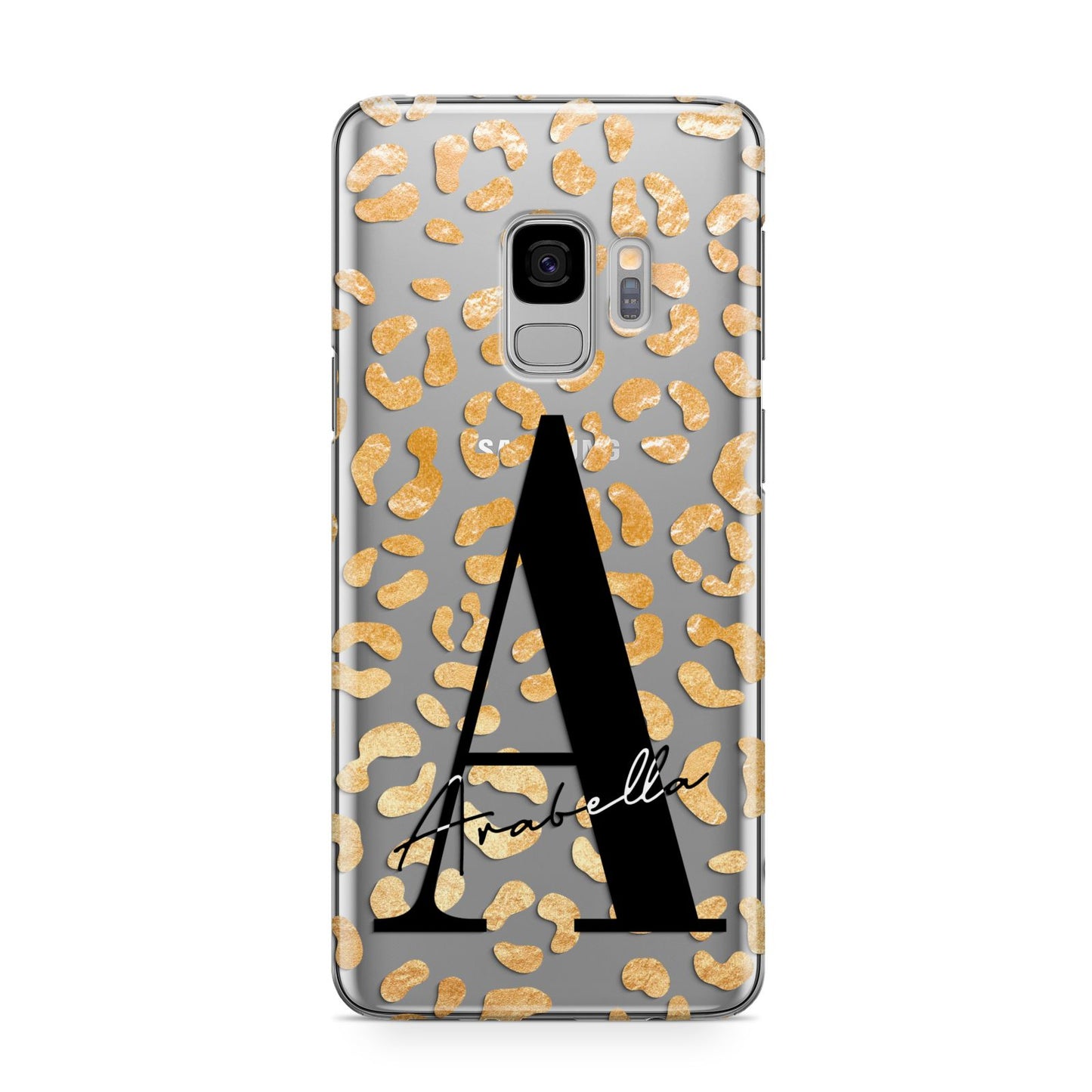 Personalised Leopard Print Gold Samsung Galaxy S9 Case