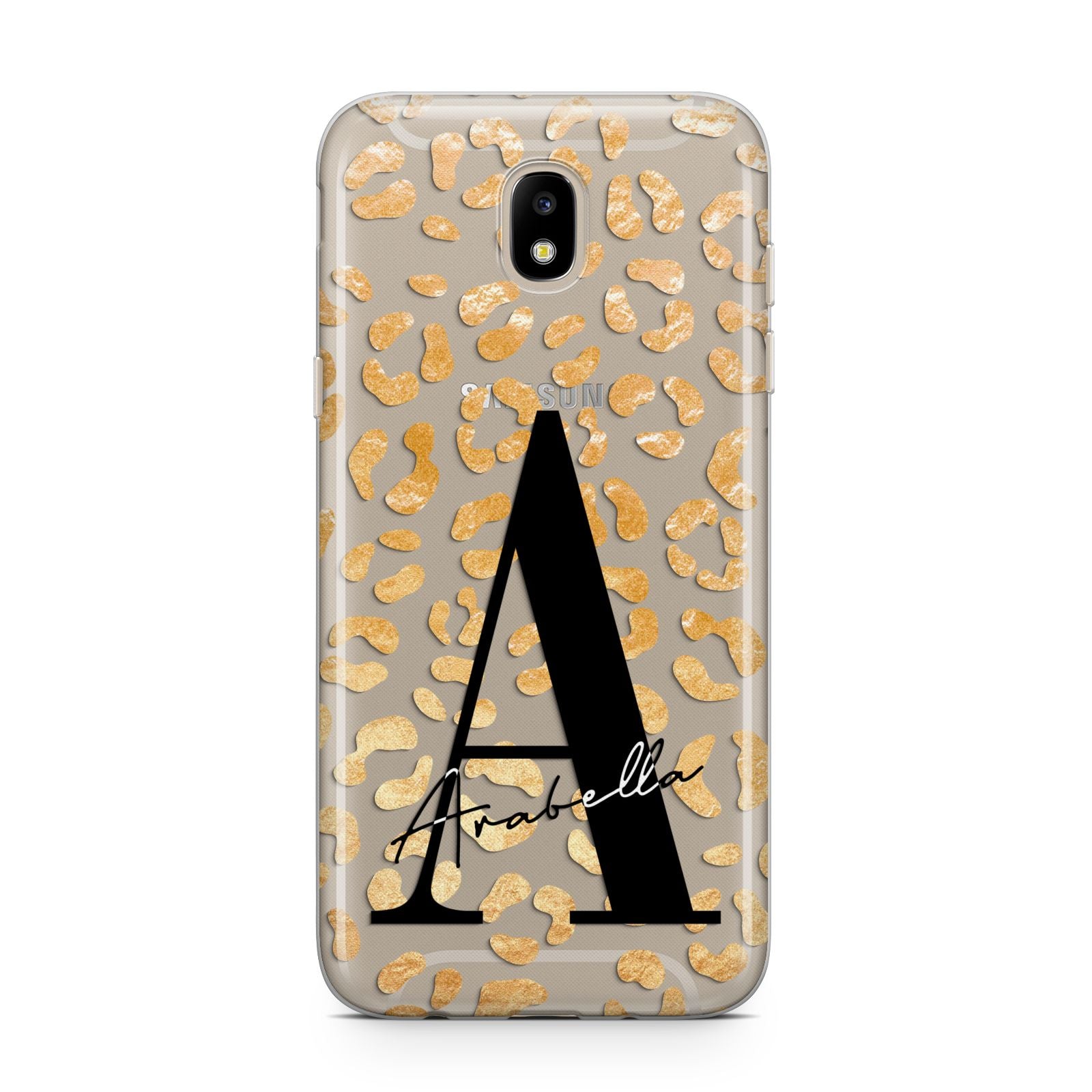 Personalised Leopard Print Gold Samsung J5 2017 Case