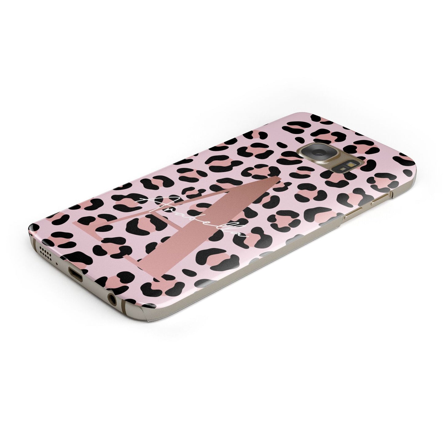 Personalised Leopard Print Initial Protective Samsung Galaxy Case Angled Image