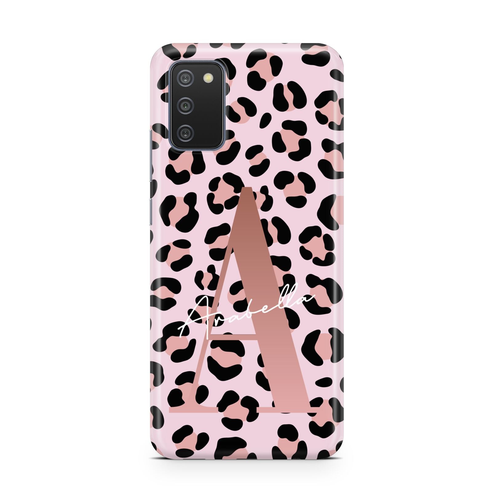 Personalised Leopard Print Initial Samsung A02s Case