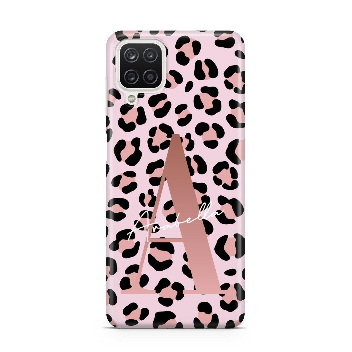 Personalised Leopard Print Initial Samsung A12 Case