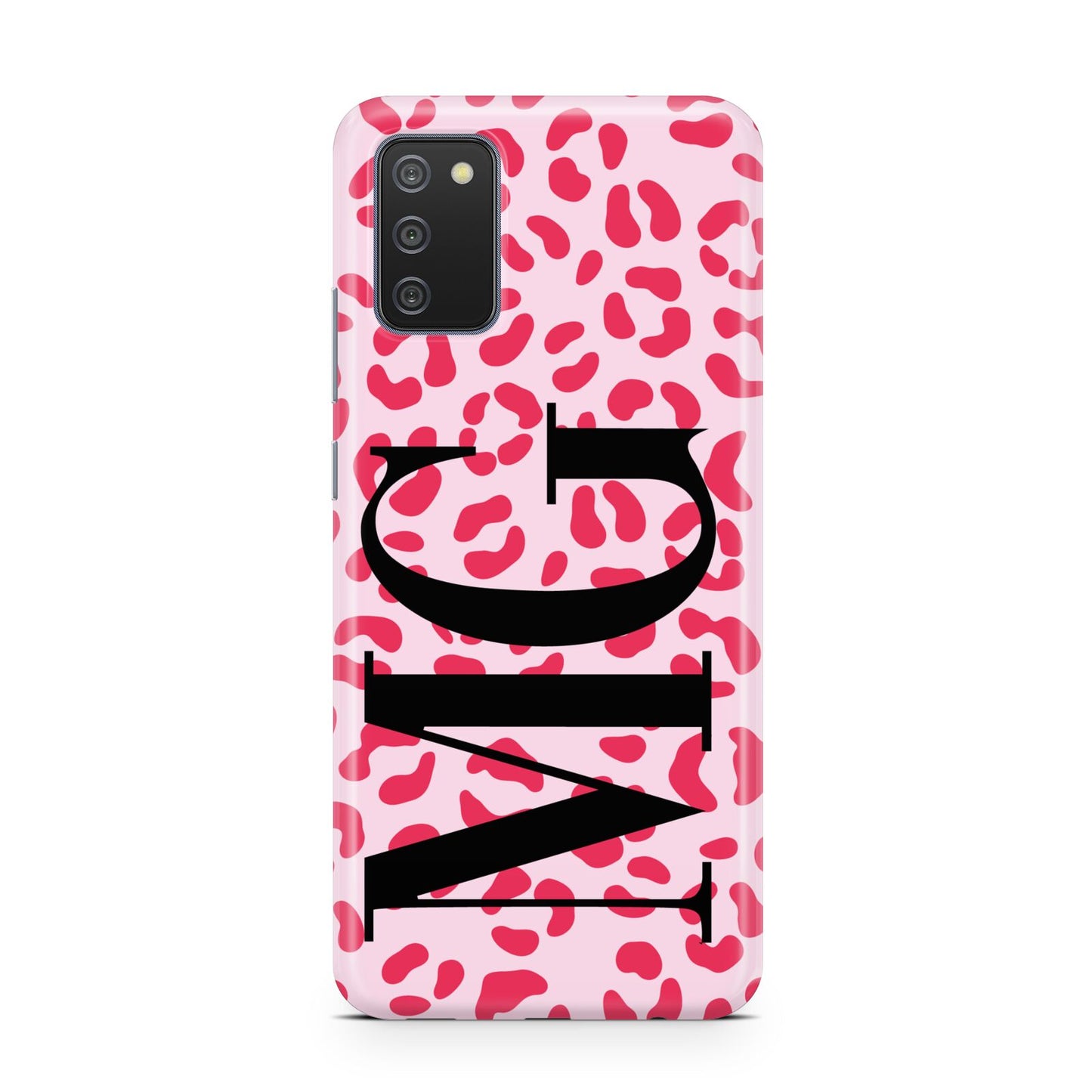 Personalised Leopard Print Initials Samsung A02s Case