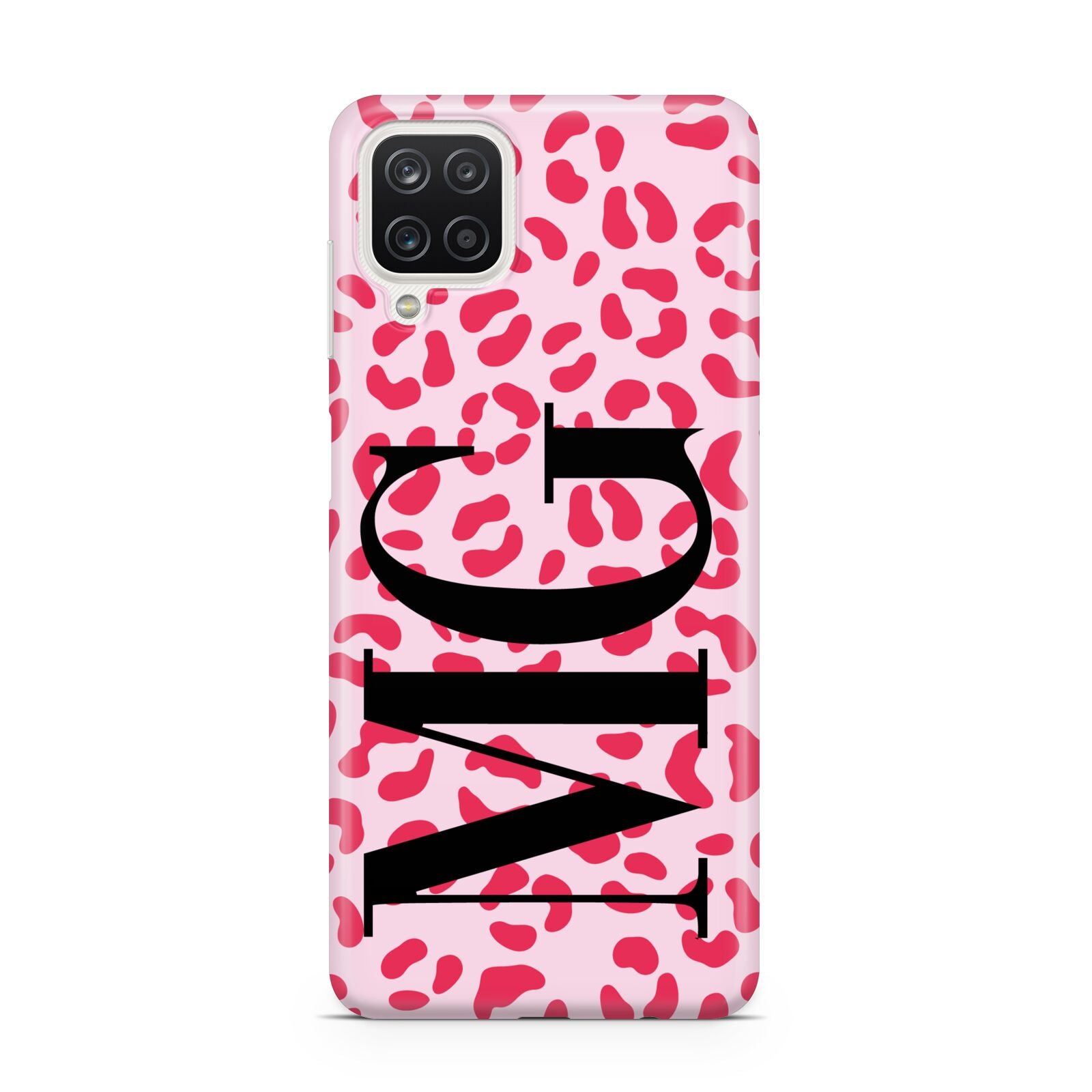 Personalised Leopard Print Initials Samsung A12 Case