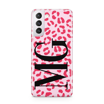 Personalised Leopard Print Initials Samsung S21 Case