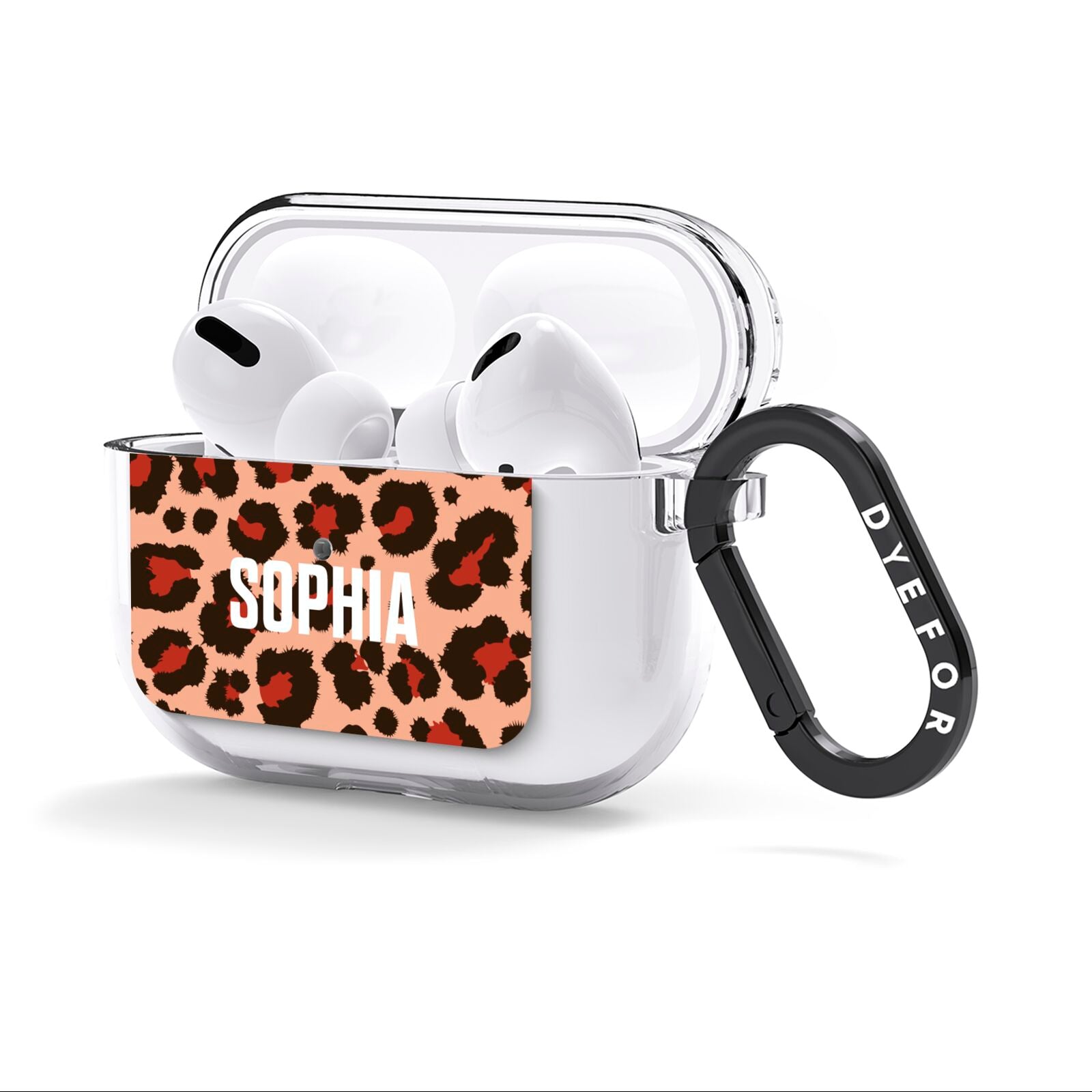 Personalised Leopard Print Name AirPods Clear Case 3rd Gen Side Image