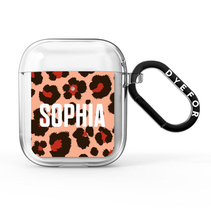 Personalised Leopard Print Name AirPods Clear Case