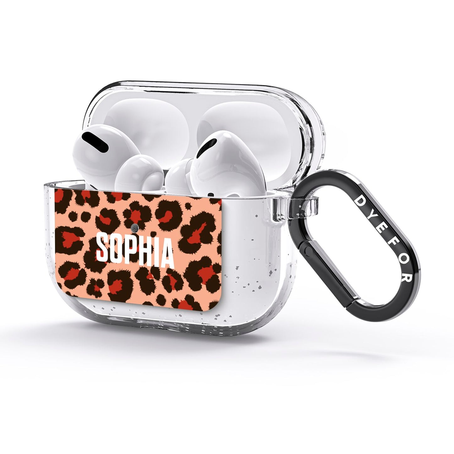 Personalised Leopard Print Name AirPods Glitter Case 3rd Gen Side Image