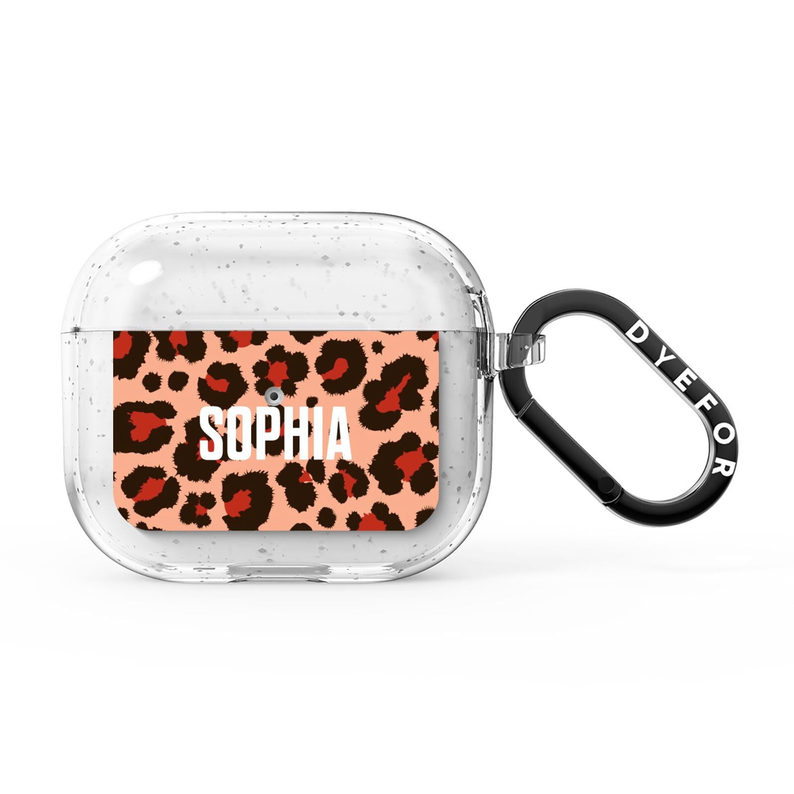 Personalised Leopard Print Name AirPods Glitter Case 3rd Gen