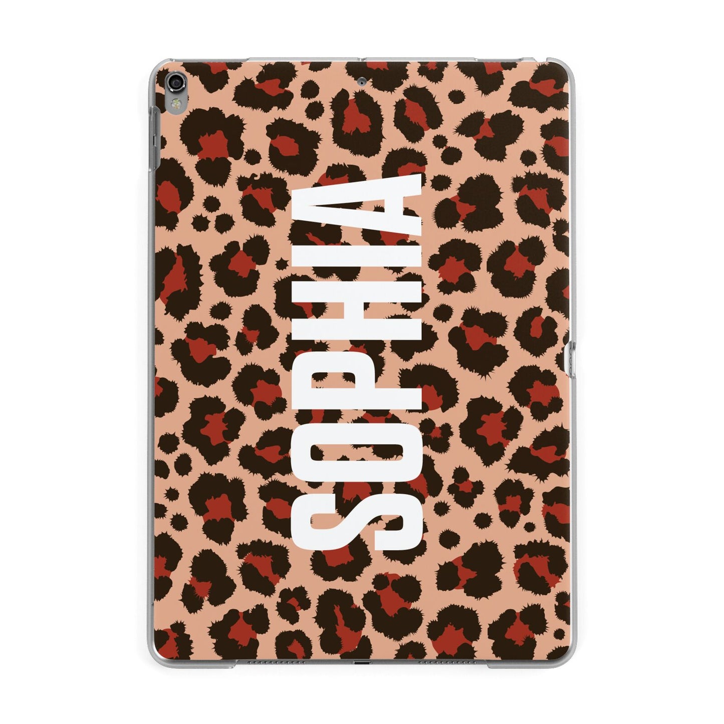 Personalised Leopard Print Name Apple iPad Grey Case