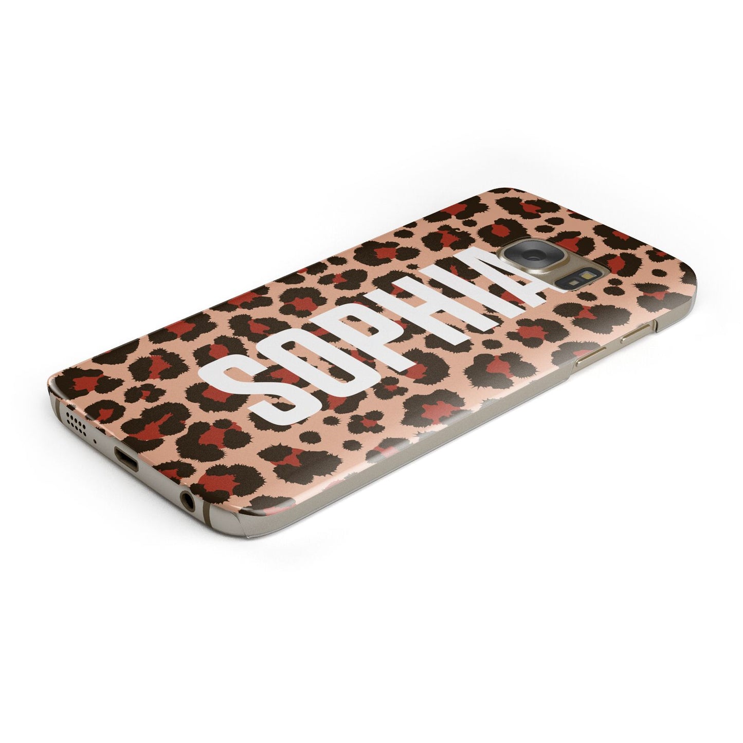 Personalised Leopard Print Name Protective Samsung Galaxy Case Angled Image