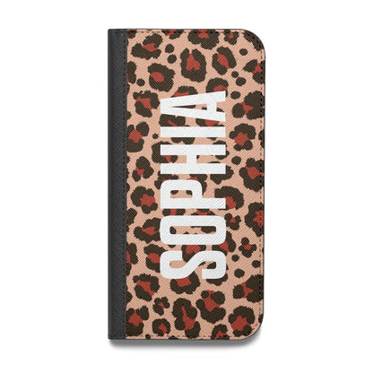 Personalised Leopard Print Name Vegan Leather Flip iPhone Case