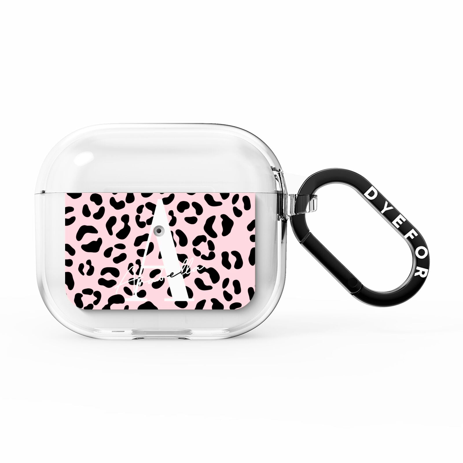 Personalised Leopard Print Pink Black AirPods Clear Case 3rd Gen