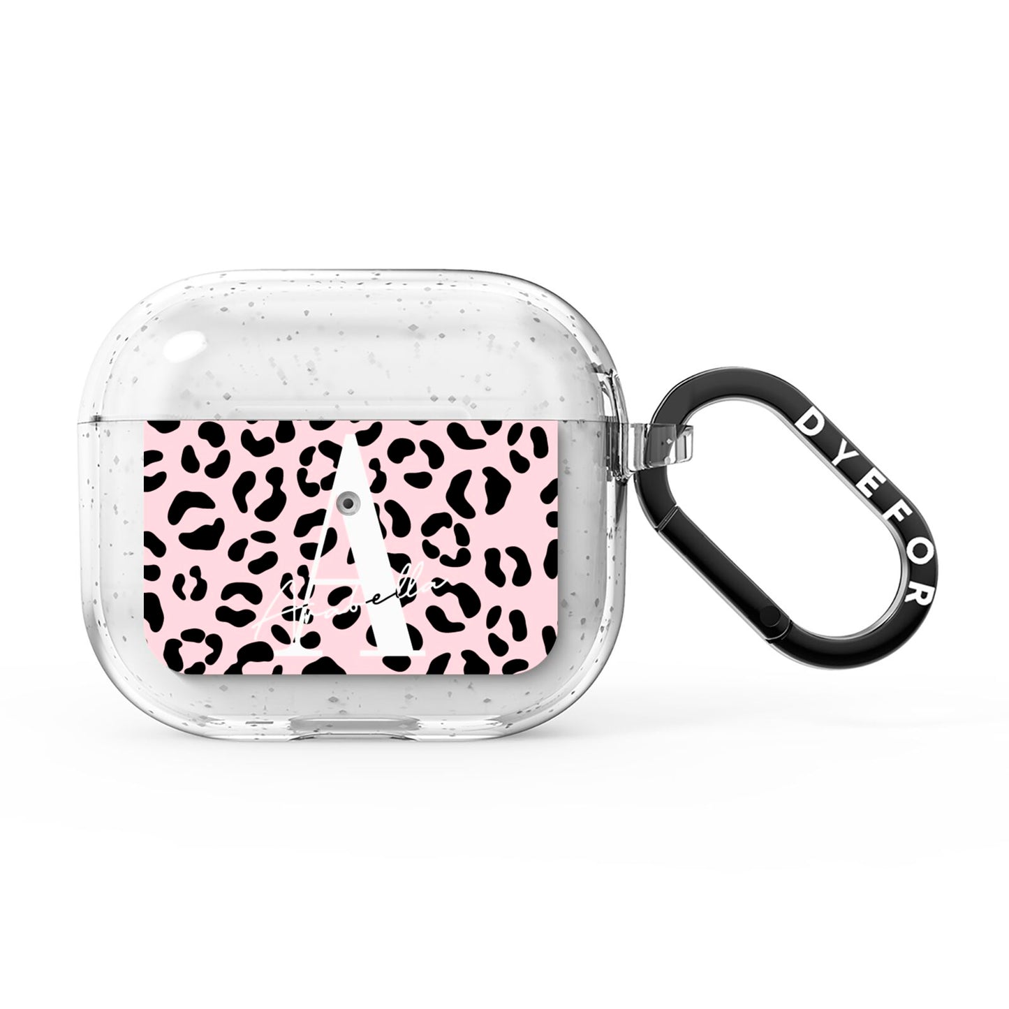 Personalised Leopard Print Pink Black AirPods Glitter Case 3rd Gen